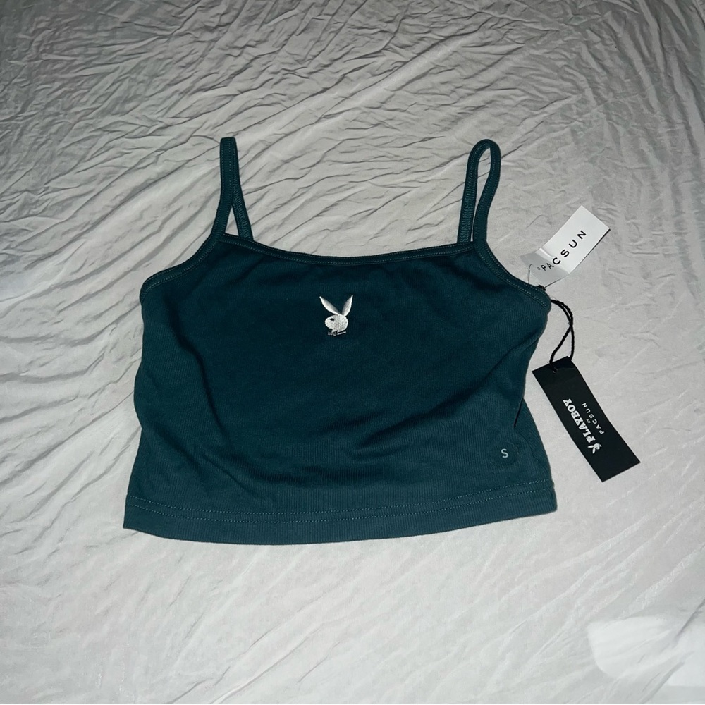 PacSun Playboy Teal Tank Crop Top